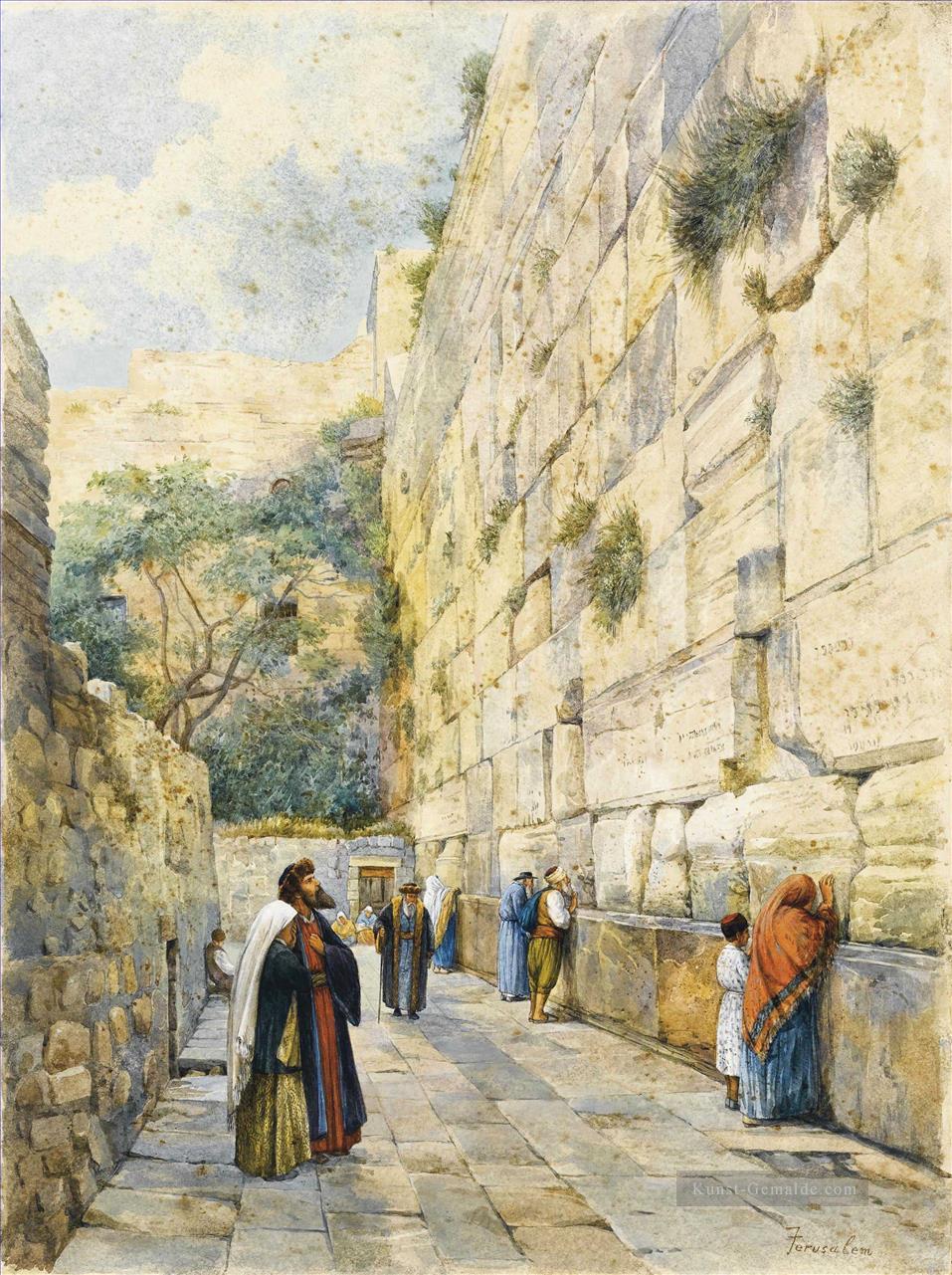 Le mur des lamentations Jerusalem watercolor Gustav Bauernfeind Orientalist Jewish Ölgemälde